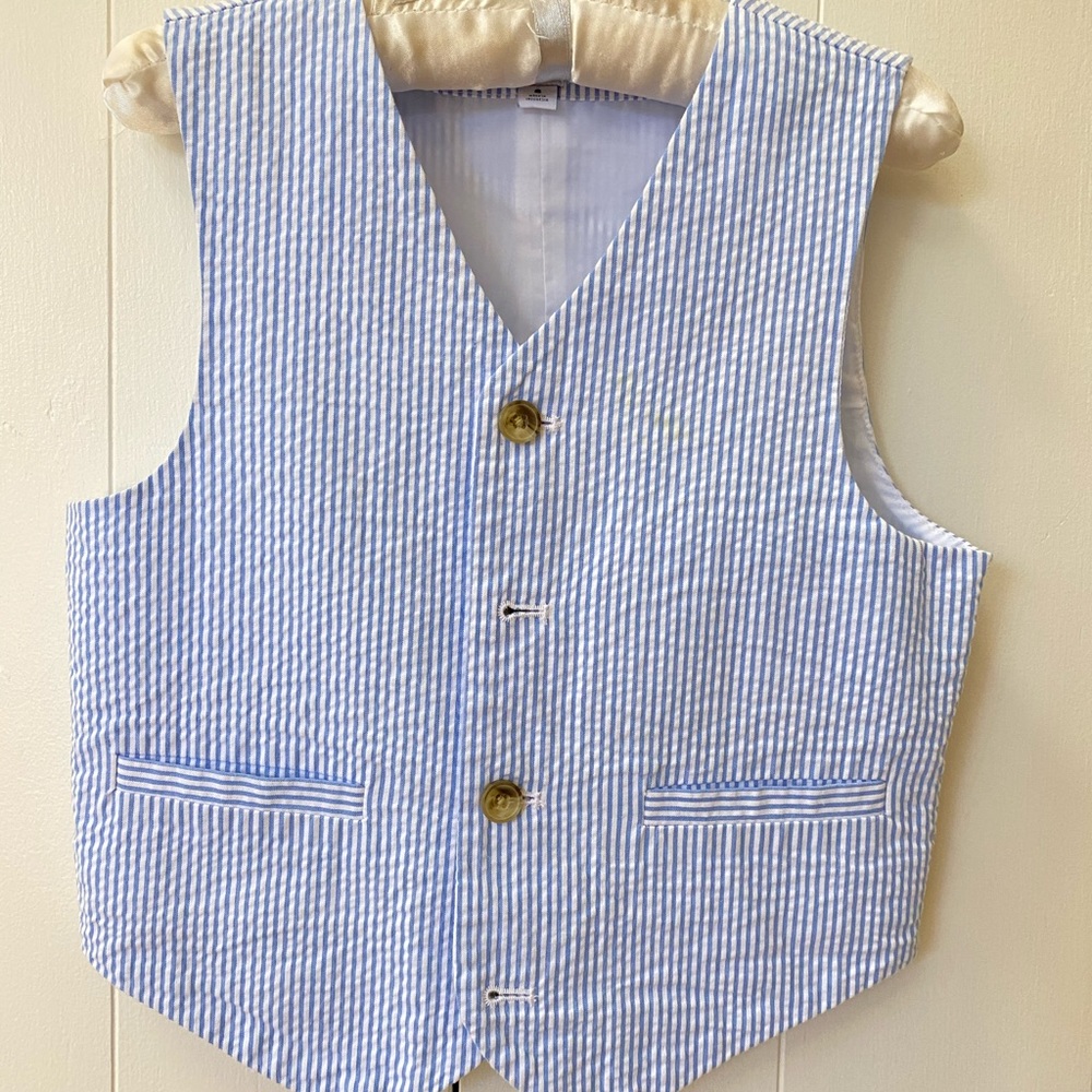 Janie & Jack boy’s seersucker vest and suit pants sz 6
